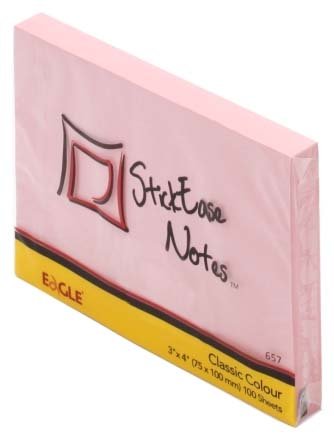 Бумага для заметок с липким краем Eagle, 75*100 мм, 1 блок*100 л., розовая