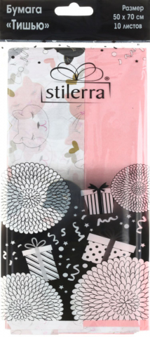 Бумага тишью (папиросная) Stilerra, 50*70 см, 10 л., «Кошки/Розовый»