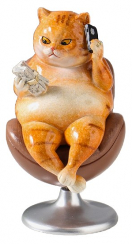 Сувенир полистоун Sima-Land 10,5×8,7×16 см, «Пухлый кот-решала, в кожаном кресле» (стул крутится)