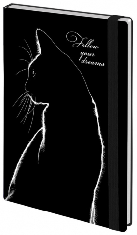 Ежедневник недатированный Brauberg (А5, на резинке), 145*203 мм, 160 л., линия, Black Cat