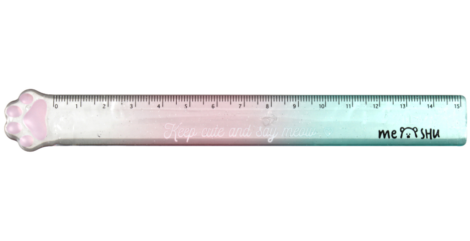 Линейка пластиковая Meshu 15 см, Paw, градиент Линейка пластиковая Meshu 15 см, Paw, градиент