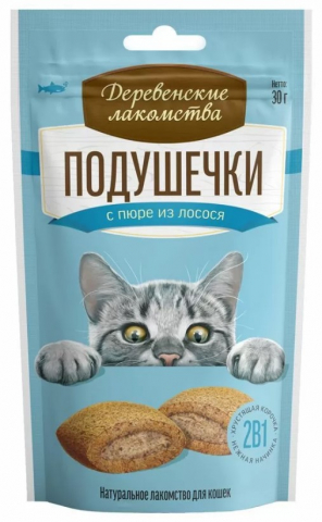 Подушечки с пюре «Деревенские лакомства», 30 г, лосось Подушечки с пюре «Деревенские лакомства», 30 г, лосось