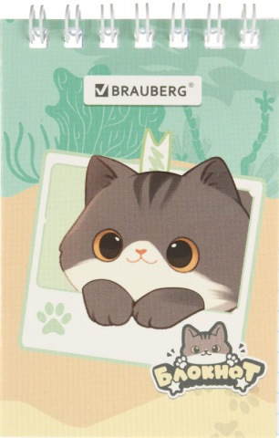 Блокнот на гребне Brauberg А7, 75*105 мм, 40 л., клетка, «Милые коты» Блокнот на гребне Brauberg А7, 75*105 мм, 40 л., клетка, «Милые коты»