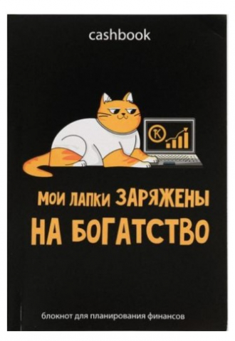 Книжка записная для планирования финансов Cashbook 115×165 мм, 68 л., «Кот трудоголик»