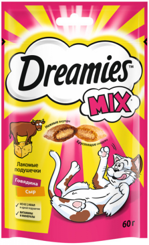 Лакомство для кошек Dreamies (для взрослых кошек) 60 г, «Говядина, сыр» Лакомство для кошек Dreamies (для взрослых кошек) 60 г, «Говядина, сыр»