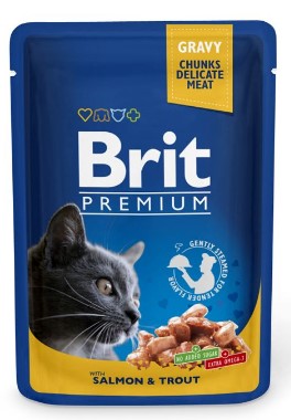 Корм влажный Brit Premium (для взрослых кошек) 85 г, «Лосось и форель»