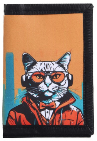 Кошелек текстильный на липучке Sima-Land 8×1×12 см, «Кот в городе»