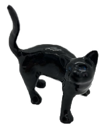 Фигурка фарфоровая №02 «Кот черный смотрит»