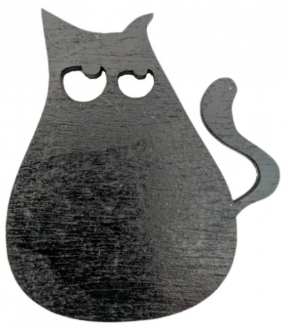 Магнит деревянный «Котик» (Марданов А.А.), 6,8*6,8 см, черный