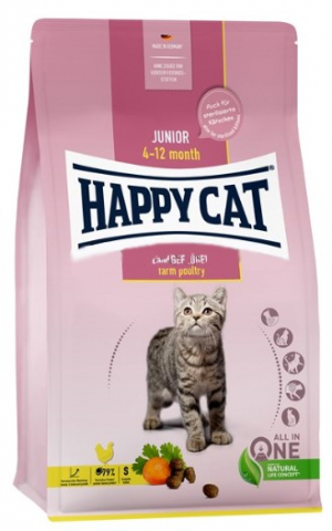 Корм сухой Happy Cat Minkas Kitten Care (для котят), 1,3 кг, домашняя птица (36/18,5), для котят с 4 до 12 месяцев