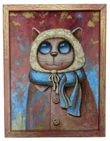 Картина «Кот в шапочке» (Кульша П.), 30*40 см, холст, акрил