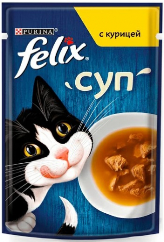Корм влажный Purina Felix «Суп» (для взрослых кошек) 48 г, с курицей