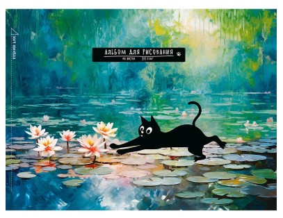 Альбом для рисования А4 «Коты и искусство», 222*304 мм, 48 л.