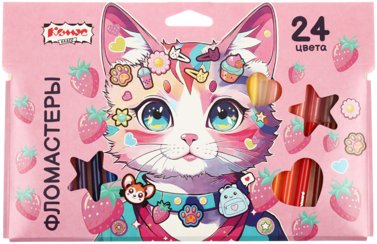 Фломастеры Kitty Stickers 24 цвета, толщина линии 1 мм, вентилируемый колпачок
