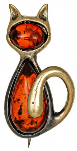 Брошь «СувенирАрт», «Кошка Клякса» (коньячный) Брошь «СувенирАрт», «Кошка Клякса» (коньячный)