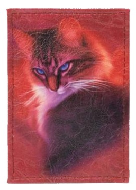 Обложка для проездного из натуральной кожи, 6,5*0,3*9,5 см, «Кошка», красный