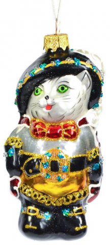 Украшение елочное стеклянное «Грай» 120×58×50 мм, «Кот в сапогах» Украшение елочное стеклянное «Грай» 120×58×50 мм, «Кот в сапогах»