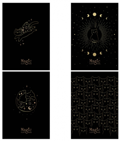 Тетрадь школьная А5, 40 л. на скобе Black Cat, 150*210 мм, клетка, ассорти Тетрадь школьная А5, 40 л. на скобе Black Cat, 150*210 мм, клетка, ассорти