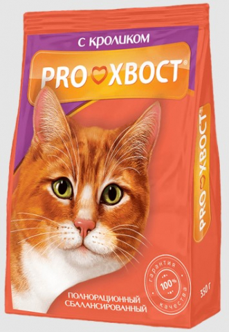 Корм сухой ProХвост (для взрослых кошек), 350 г, кролик
