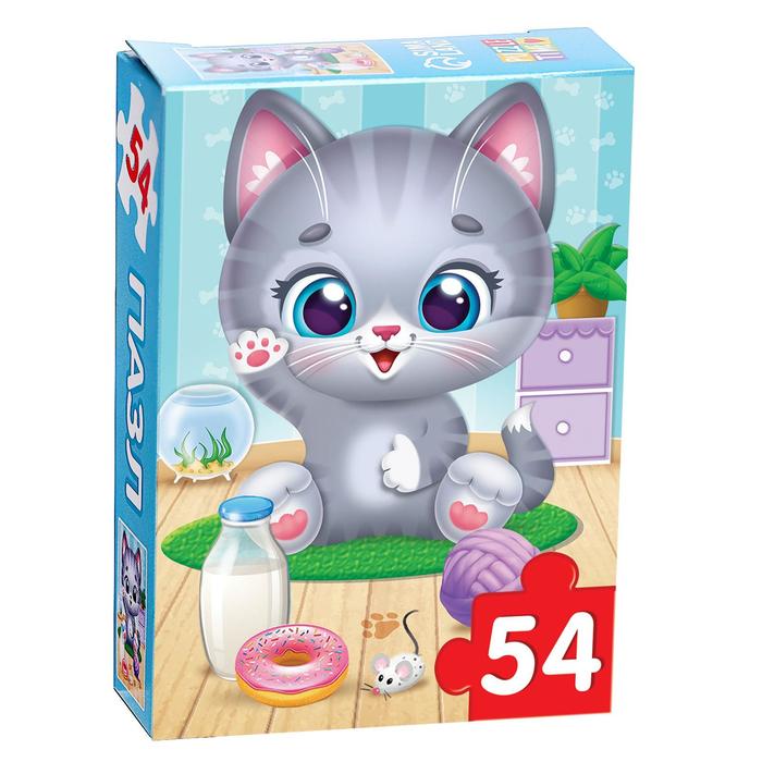 Пазлы детские Sima-Land 17,5×13 см, 54 элемента, «Радостный котик»