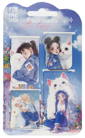 Закладки магнитные для книг Meshu, 4 шт., Be Happy