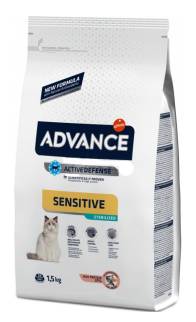 Корм сухой Advance Sensitive Sterilised (для стерилизованных кошек с чувствительным пищеварением), 1,5 кг, лосось