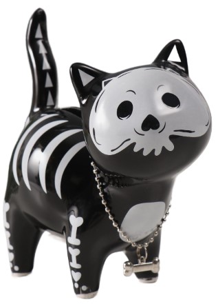 Копилка керамическая Sima-Land 12,4×6,6×13,8 см, «Котик-скелет» (с заглушкой на дне)