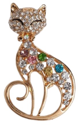 Брошь «Кошка» грациозная, 2,6*4 см, цветная в золоте