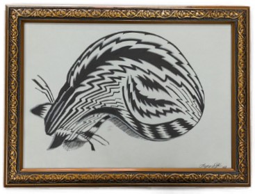 Картина «Сон полосатой кошки» (Губаревич И.В.), 21*30 см, бумага, смешанная техника