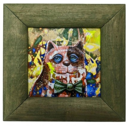 Картина «Кот в бабочке» (Кульша П.), 15*15 см, холст, акрил