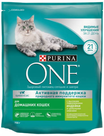 Корм сухой Purina One (для взрослых кошек) 750 г, «Индейка и злаки» (для выведения шерсти у домашних кошек) Корм сухой Purina One (для взрослых кошек) 750 г, «Индейка и злаки» (для выведения шерсти у домашних кошек)