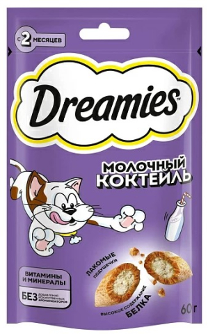 Лакомство Dreamies (для взрослых кошек) 60 г, с добавлением молока Лакомство Dreamies (для взрослых кошек) 60 г, с добавлением молока