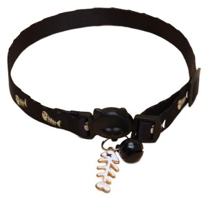 Ошейник для кошек светящийся, с бубенчиком и подвесом «Пижон», 30*1 см, «Рыбёшка», черный