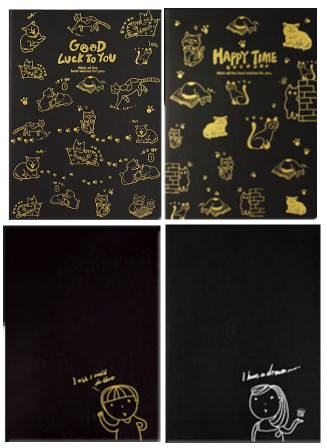 Скетчбук-блокнот креативный 185×260 мм, 26 л., черные листы, «Наилучшие пожелания. Котики, мальчик и девочка», ассорти