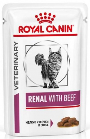 Корм влажный Royal Canin Renal (при хронической почечной недостаточности) 85 г, говядина в соусе Корм влажный Royal Canin Renal (при хронической почечной недостаточности) 85 г, говядина в соусе