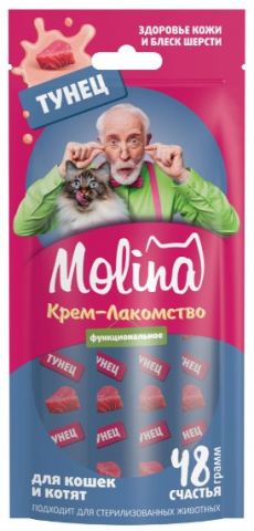 Лакомство для кошек Molina 48 г, с тунцом Лакомство для кошек Molina 48 г, с тунцом
