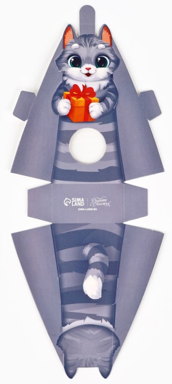 Коробка подарочная складная Sima-Land , 6*13*3,5 см, «Котёнок» (с окном)