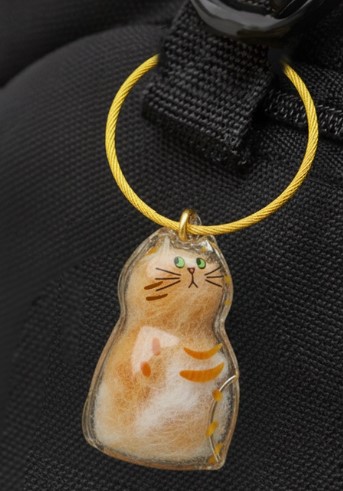 Брелок для шерсти кошачьей на тросе для ключей, рюкзака «Полосатый котик», 2,4*3*4,5 см