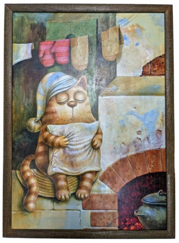 Картина «Кот на печи» (Кульша П.), 70*50 см, холст, масло