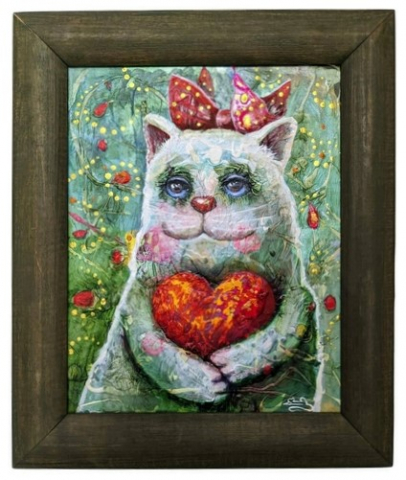 Картина «Кошечка с сердцем» (Кульша П.), 30*24 см, холст, акрил