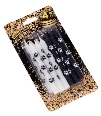 Свеча для торта Sima-Land, 12 шт., 8 см, «Лапки», черные и белые