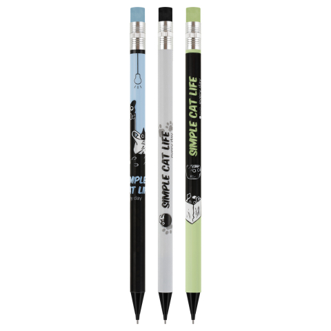 Карандаш автоматический Meshu толщина грифеля 0,7 мм, Meowsy, корпус ассорти