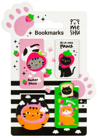 Закладки магнитные для книг Meshu, 4 шт., Sweet Paws