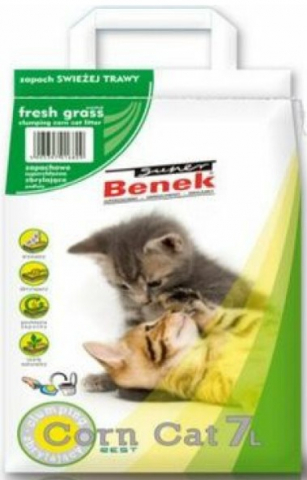 Наполнитель кукурузный Super Benek Corn Cat, 7 л, «Свежая трава»