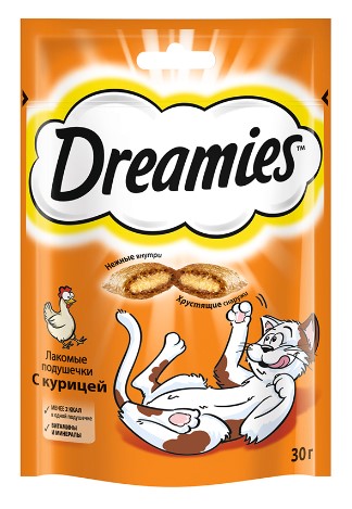 Лакомство Dreamies (для взрослых кошек), 60 г, с курицей