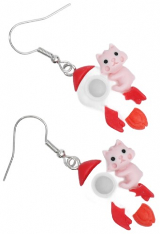 Серьги «Радость. Коты на ракете», цветные в серебре Серьги «Радость. Коты на ракете», цветные в серебре