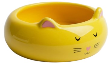 Миска керамическая «Кошка-лепешка», 200 мл, 13*5,5 см, желтая