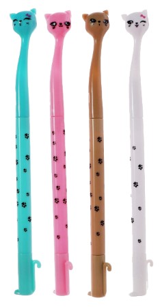 Ручка-прикол гелевая Calligrata «Котик», корпус ассорти, стержень синий