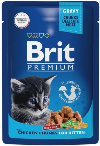 Корм влажный Brit Premium Kitten (для котят), 85 г, «Цыпленок в соусе»