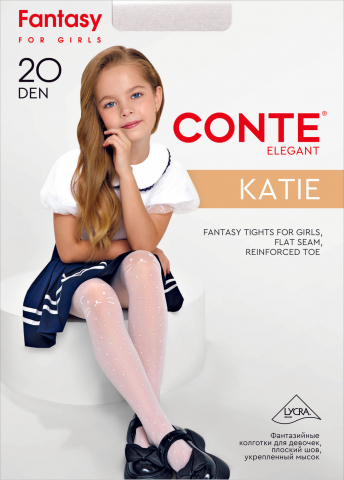Колготки детские полиамидные Conte Elegant размер 110-146, Katie Bianco (20DEN) Колготки детские полиамидные Conte Elegant размер 110-146, Katie Bianco (20DEN)